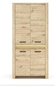 Dulap MORIS, stejar artisan, PAL laminat, cu 4 usi, cu iluminare LED