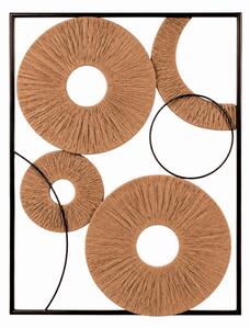 Decoratiune de perete CIRCLES metalica 48x68 cm, neagra / maro