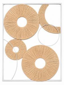 Decoratiune de perete CIRCLES metalica 48x68 cm, alba / bej