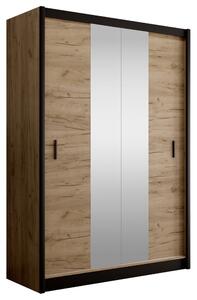 Dulap CRAFTV, stejar craft/negru, PAL melaminat, cu 2 usi, 150x61x215