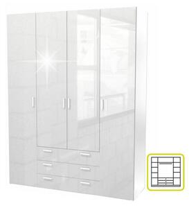 Dulap GWEN 70429, alb, PAL, cu 4 usi si 3 sertare, 154x50x200 cm