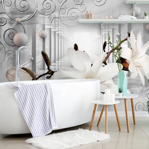 Tapet magnolie cu fundal abstract