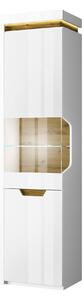 Vitrina TORINO, alb lucios, 2 usi, 53.6x38x200 cm