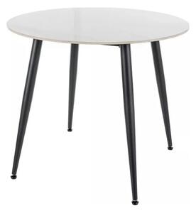 Masa RION, alb cu efect de marmura/negru, ceramica/metal, 90x90x76 cm