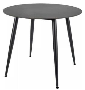 Masa RION, negru mat cu efect de marmura, ceramica/metal, 90x90x76 cm
