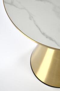 Masuta cafea TRIBECA, alb/auriu, ceramica/otel, 50x50x52 cm