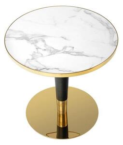 Masa rotunda MORATA, alb/auriu, ceramica, 79x74 cm