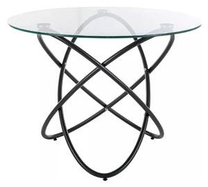 Masa ORBIT, transparent/negru, sticla/metal, 100x75 cm