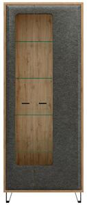 Vitrina GRACE, stejar/gri antracit, PAL, 2 usi, 79x42x200 cm