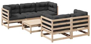 Set canapele de grădină cu perne, 6 piese, lemn masiv de pin