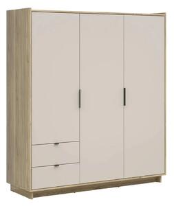 Dulap DALVA, stejar/casmir, PAL, cu 3 usi si 2 sertare, 180x60x202 cm