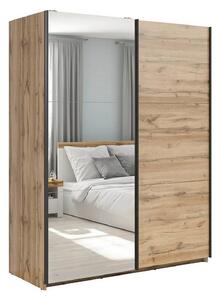 Dulap TETRIX, stejar wotan, PAL, cu 2 usi si oglinda, 154x60x196 cm
