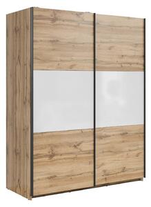 Dulap TETRIX, stejar wotan/alb lucios, PAL, cu 2 usi, 154x60x196 cm