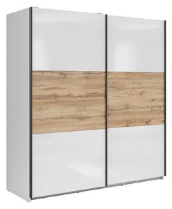 Dulap TETRIX, alb lucios/stejar wotan, PAL, cu 2 usi, 183x60x196 cm
