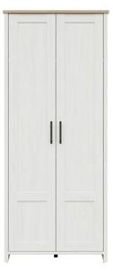 Dulap LOKSA, alb/stejar, PAL laminat, cu 2 usi, 85x37x201 cm