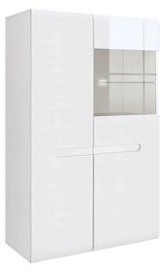 Vitrina AZTECA TRIO, alb, PAL/sticla, cu iluminare LED, 90x41x145 cm