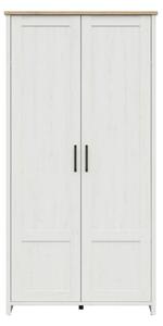 Dulap LOKSA, alb/stejar, PAL laminat, cu 2 usi, 102x57x201 cm