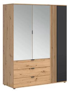 Dulap VABRES, stejar artisan/negru mat, PAL laminat, 151x56x196 cm