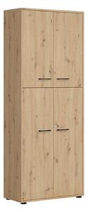 Dulap SPACE OFFICE, stejar artisan, PAL laminat, cu 4 usi, 80x37x203 c