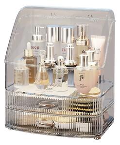Organizator cosmetic, depozitare compartimentata, cu sertare, Transparent