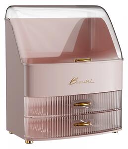 Organizator cosmetic, depozitare compartimentata, cu sertare, Roz