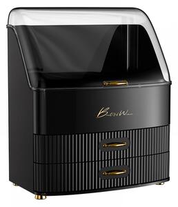 Organizator cosmetic, depozitare compartimentata, cu sertare, Negru