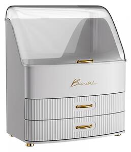 Organizator cosmetic, depozitare compartimentata, cu sertare, Alb