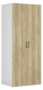 Dulap FLEX, alb/stejar PAL, cu 2 usi, 100x66x240 cm