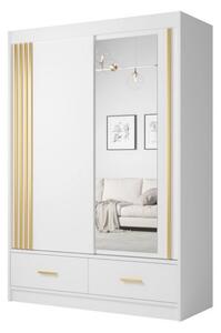 Dulap CANADA CA25-150, alb/auriu, PAL, cu 2 usi si 2 sertare, 150x60x2