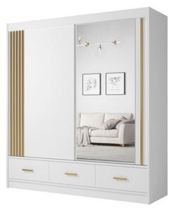 Dulap CANADA CA25-200, alb/auriu, PAL, cu 2 usi si 3 sertare, 200x60x2
