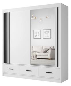 Dulap CANADA CA24-200, alb/negru, PAL, cu 2 usi si 3 sertare, 200x60x2