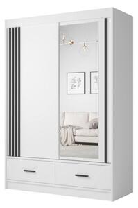 Dulap CANADA CA24-150, alb/negru, PAL, cu 2 usi si 2 sertare, 150x60x2