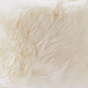 Taburet cu tapițerie din blană de oaie Native Natural, ⌀ 30 cm, alb