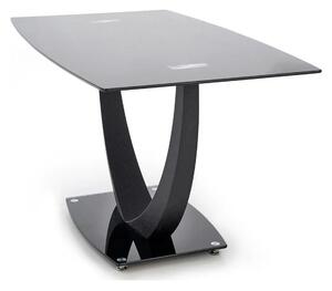 Masa ANTON, negru transparent/negru, sticla/metal, 140x80x75 cm