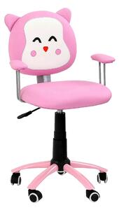 Scaun de birou copii roz KITTY, piele ecologica, 54x49x76/86 cm