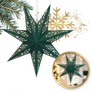 Stea de hartie pentru Craciun cu sapte colturi STARLET DELUXE 35 cm, verde