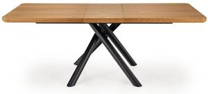 Masa mare living DERRICK, stejar natural/negru, 160/200x90x75 cm
