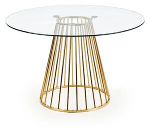 Masa sticla rotunda bucatarie LIVERPOOL, transparent/auriu, 120x120x75
