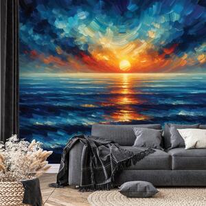 Fototapet apus dramatic de soare peste ocean