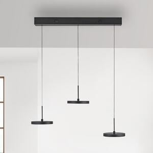 JUST LIGHT. GmbH Lampă suspendată LED Plata, negru, 3 becuri, 3.000 K, reglabil, Negru, Camera de zi / sufragerie, Metal, Modern