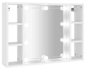 Dulap cu oglindă și LED, alb, 76x15x55 cm