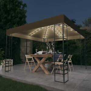 Pavilion de grădină cu șiruri de lumini LED, gri taupe 3x3m