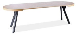 Masa DOMINGO, stejar natural/negru, PAL laminat, 100/250x100x76 cm