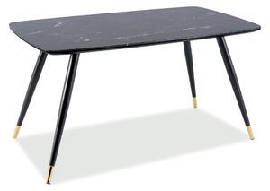 Masa CYRYL, negru cu efect de marmura, 140x80x75 cm