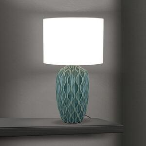 ORION Lampă de masă Tortuga, verde/alb, înălțime 49,5 cm, ceramică/lin, Alb, Camera de zi / sufragerie, Țesătură / Textil