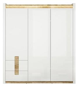 Dulap ALAMEDA, alb/stejar, PAL, cu 3 usi si 2 sertare, 180x60x202 cm