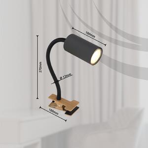 Globo Proiector cu clemă Robby Lee braț flexibil, Negru, Studiu / Birou, Metal, Modern