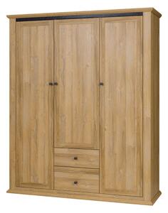 Dulap LEON MZ3, stejar auriu, DTD laminat, cu 3 usi si 2 sertare, 165x