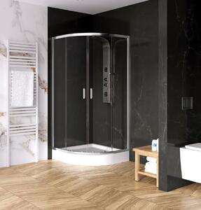 New Trendy Suvia cabină cu cădiță 90x90 cm semicircular crom luciu/sticlă transparentă ZS-0034