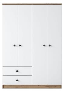 Dulap BA108-2067, alb/nuc, PAL melaminat, cu 4 usi si 2 sertare, 120x4